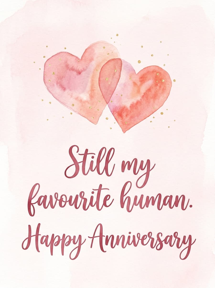 Still My Favourite Human Anniversary Card: Still my favourite human. Happy Anniversary