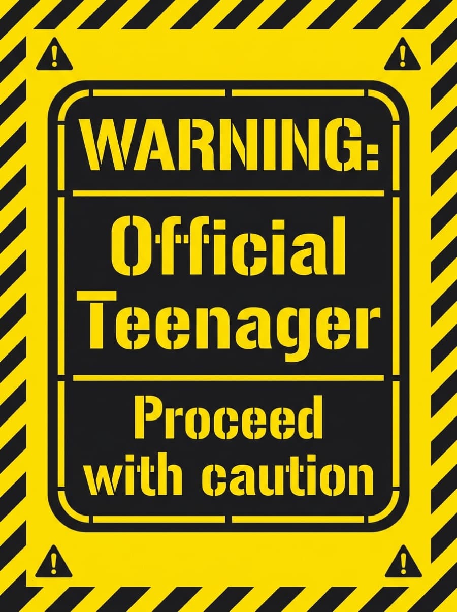 Warning Official Teenager 13th Birthday Card: WARNING: Official Teenager Proceed with caution