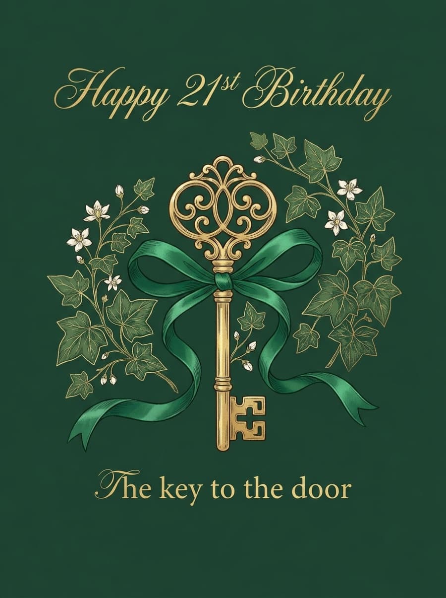 Key To The Door Classic 21st Birthday Card: Happy 21st Birthday The key to the door