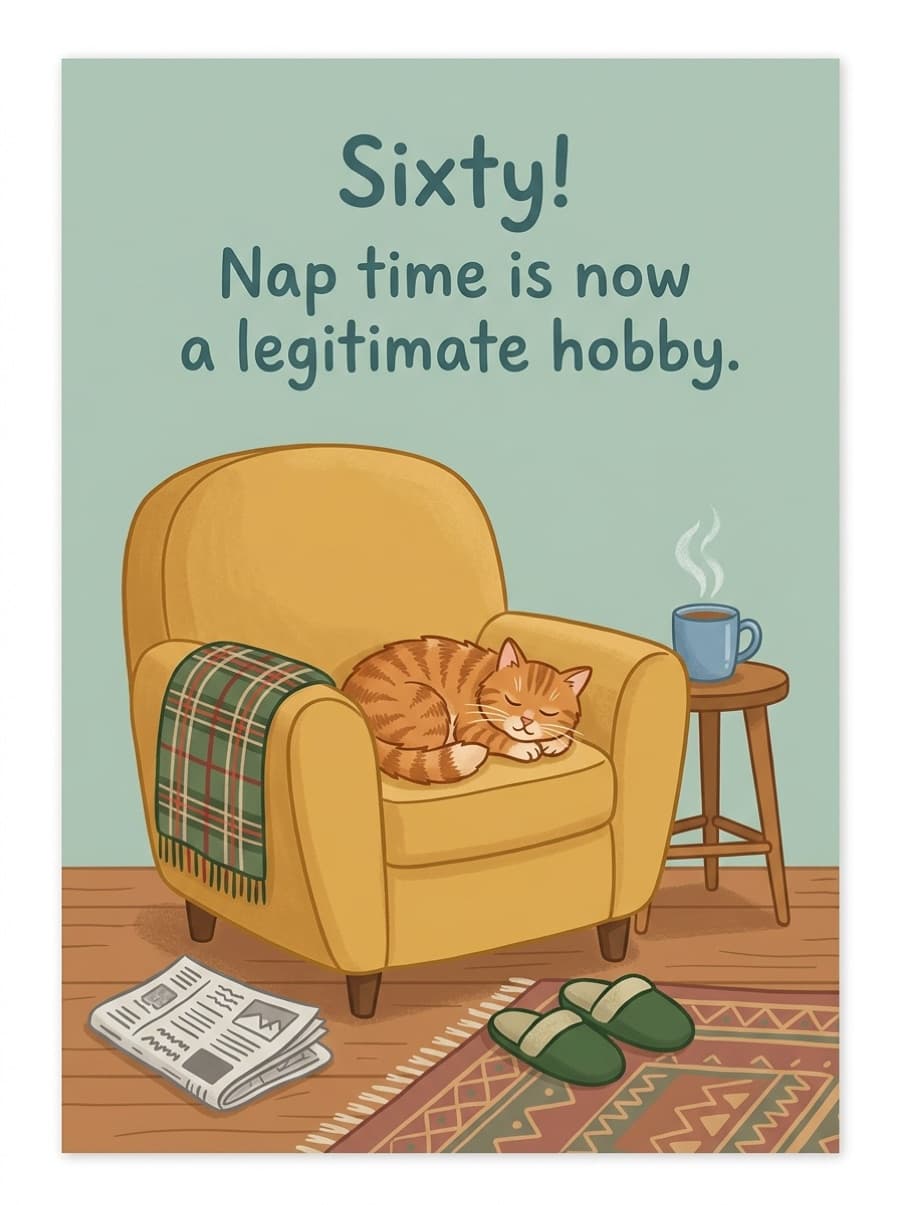 Napping Is A Hobby Now 60th Birthday Card: Sixty! Nap time is now a legitimate hobby.