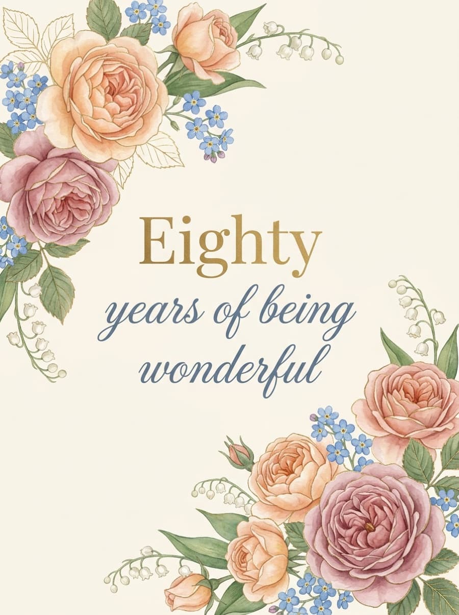 Eighty Years Of Wonderful Vintage Roses Birthday Card: Eighty years of being wonderful