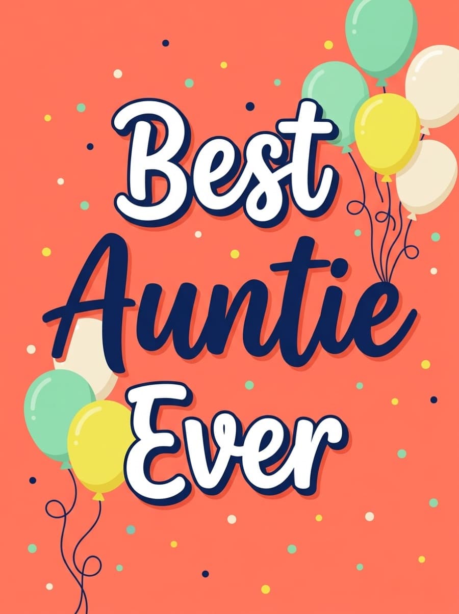 Best Auntie Ever Balloons Birthday Card: Best Auntie Ever
