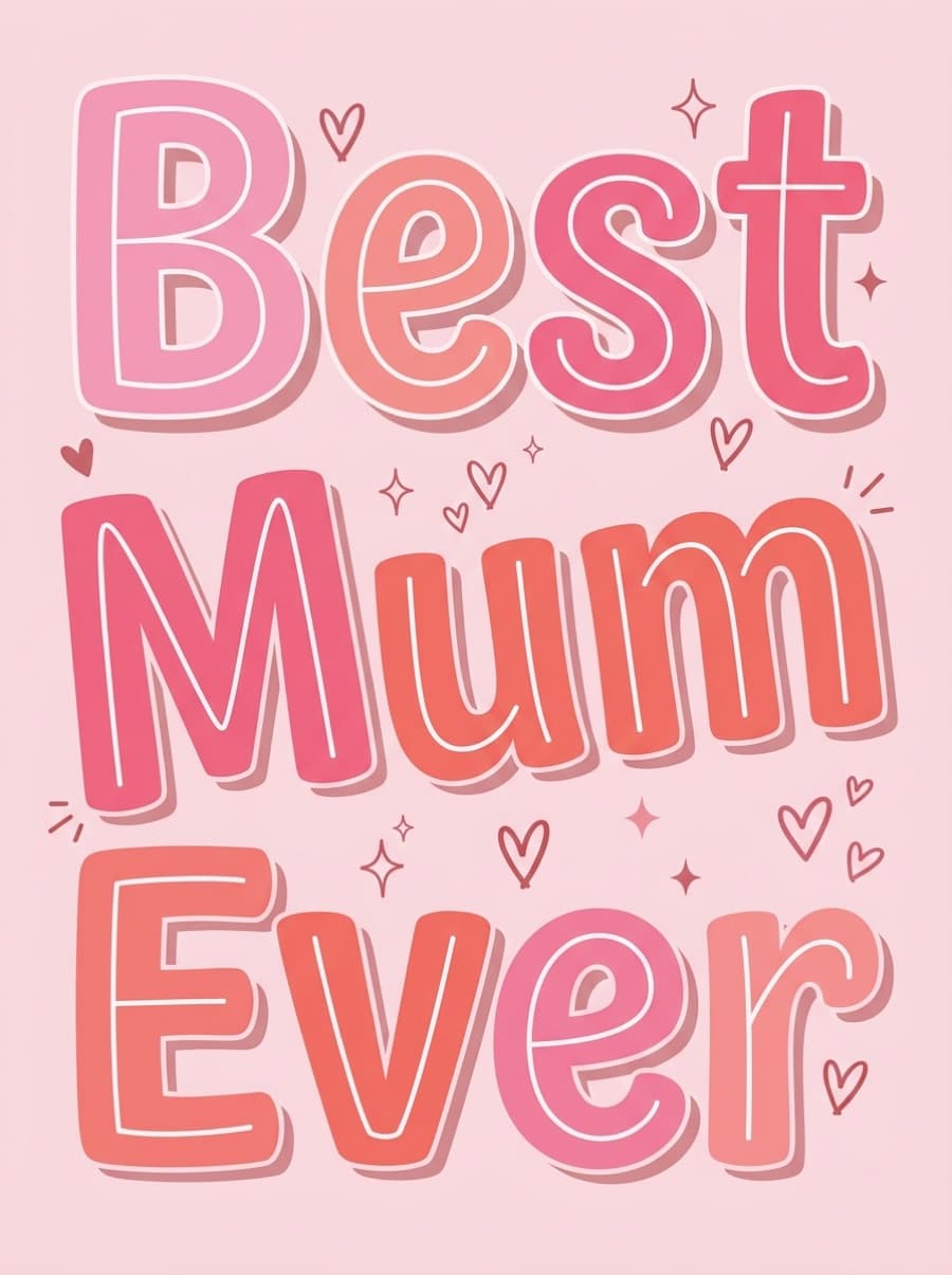 Best Mum Ever Chunky Lettering Birthday Card: Best Mum Ever