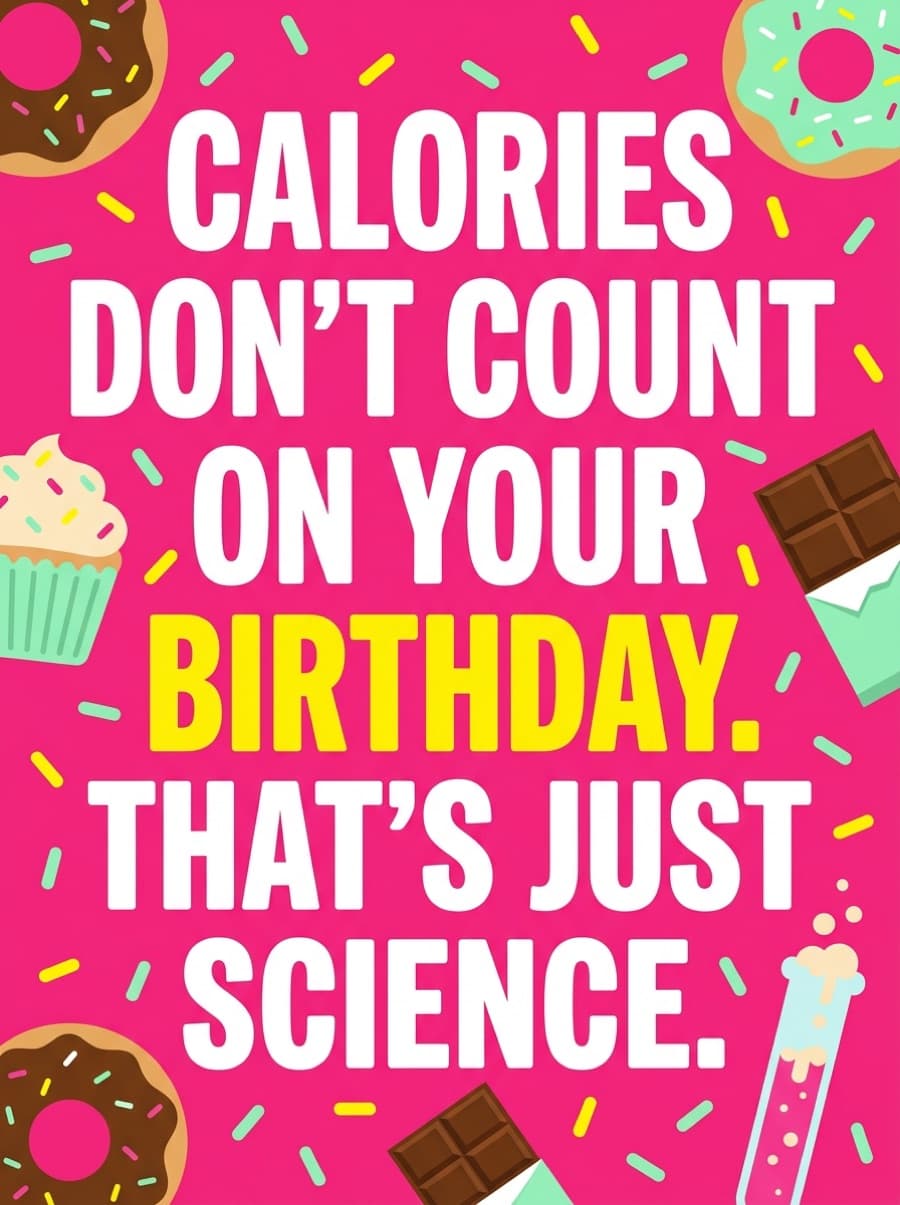 Calories Don't Count Today Birthday Card: Calories don't count on your birthday. That's just science.