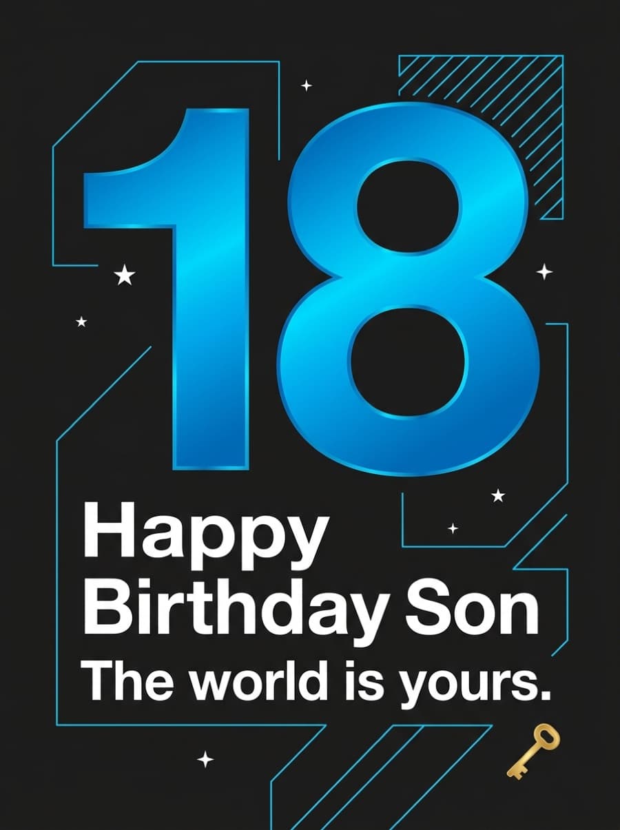 18 The World Is Yours Son Birthday Card: 18 Happy Birthday Son The world is yours.