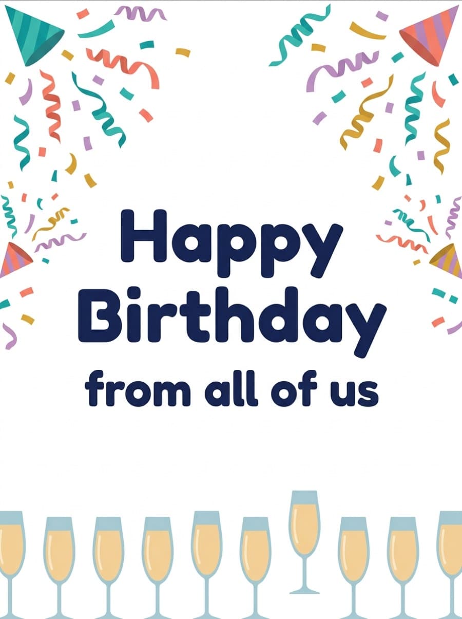 From All Of Us Confetti Colleague Birthday Card: Happy Birthday from all of us