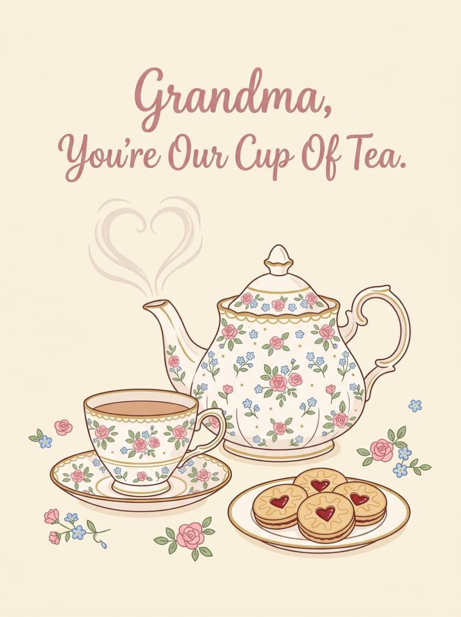 Grandma You're Our Cup Of Tea Birthday Card: Grandma, You're Our Cup Of Tea.