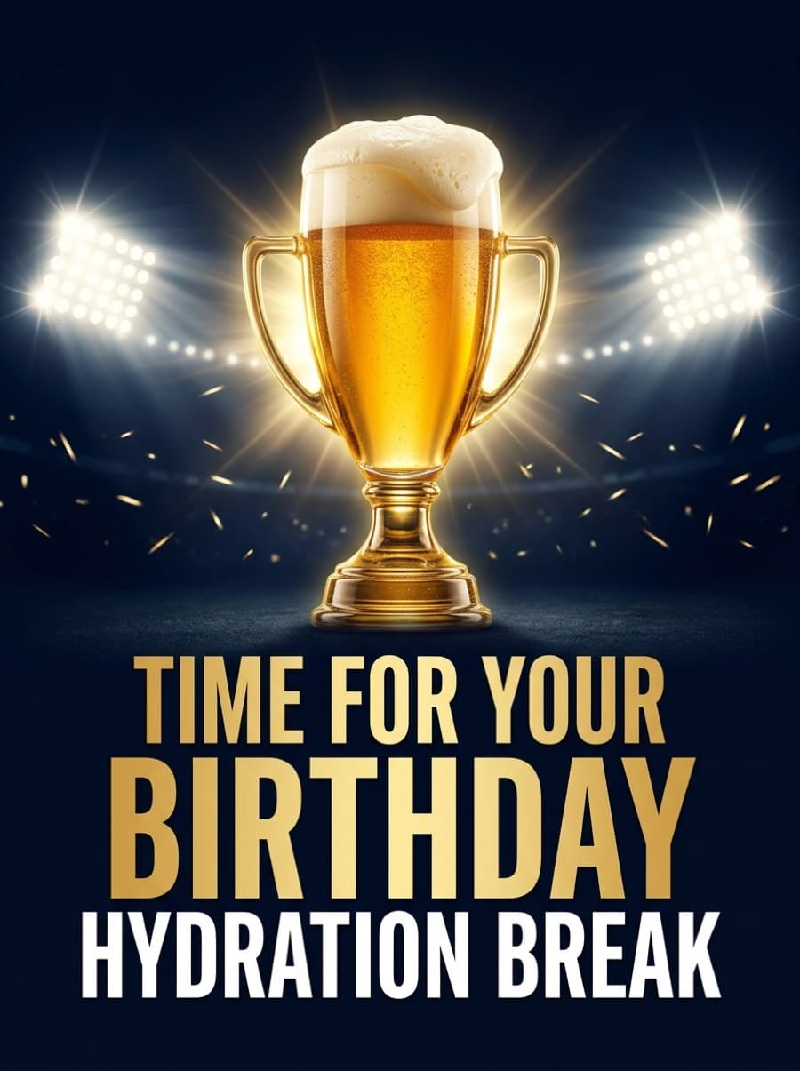 Birthday Hydration Break Pint Trophy Birthday Card: TIME FOR YOUR BIRTHDAY HYDRATION BREAK