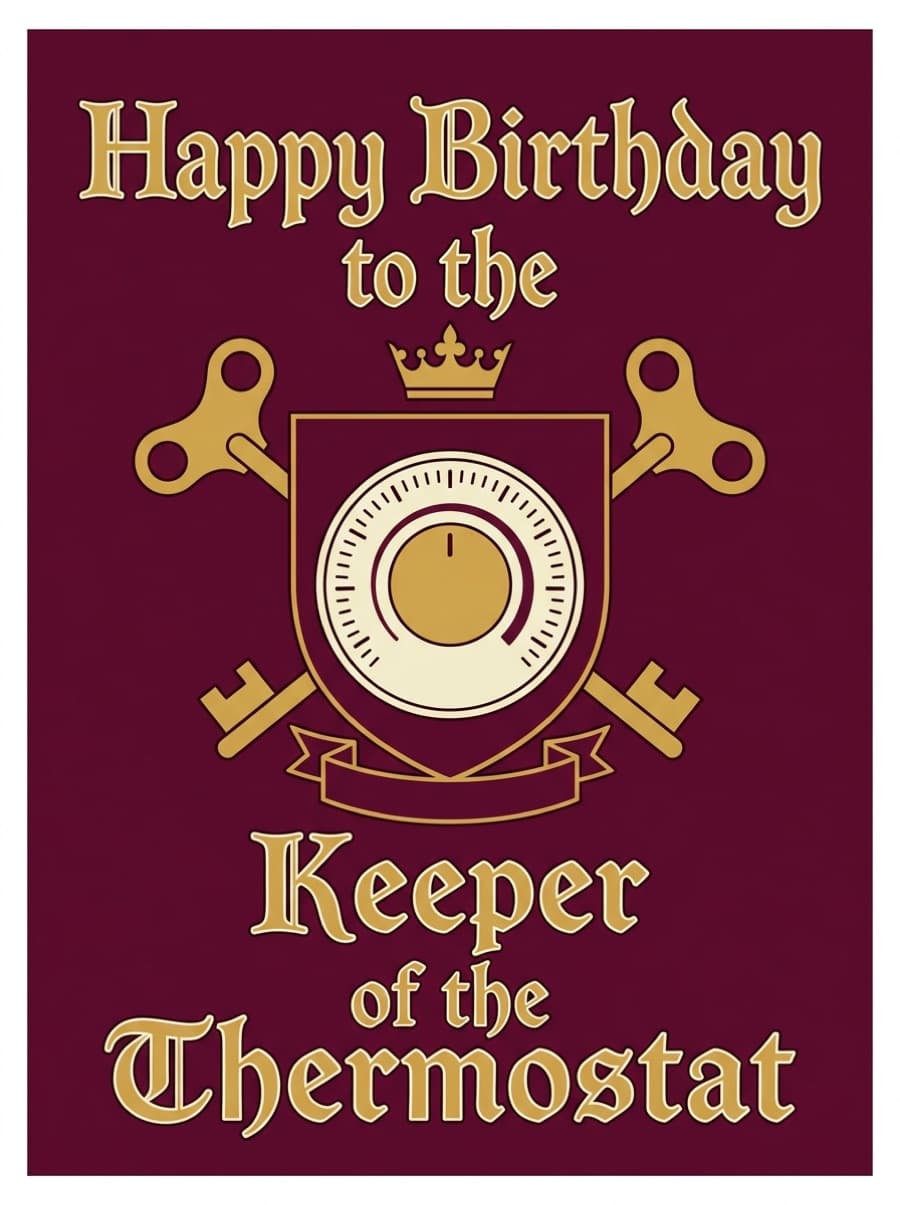 Keeper Of The Thermostat Birthday Card: Happy Birthday to the Keeper of the Thermostat