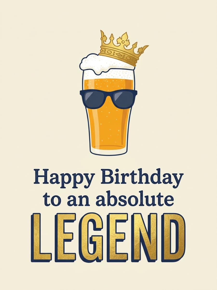 Absolute Legend Pint Birthday Card: Happy Birthday to an absolute LEGEND
