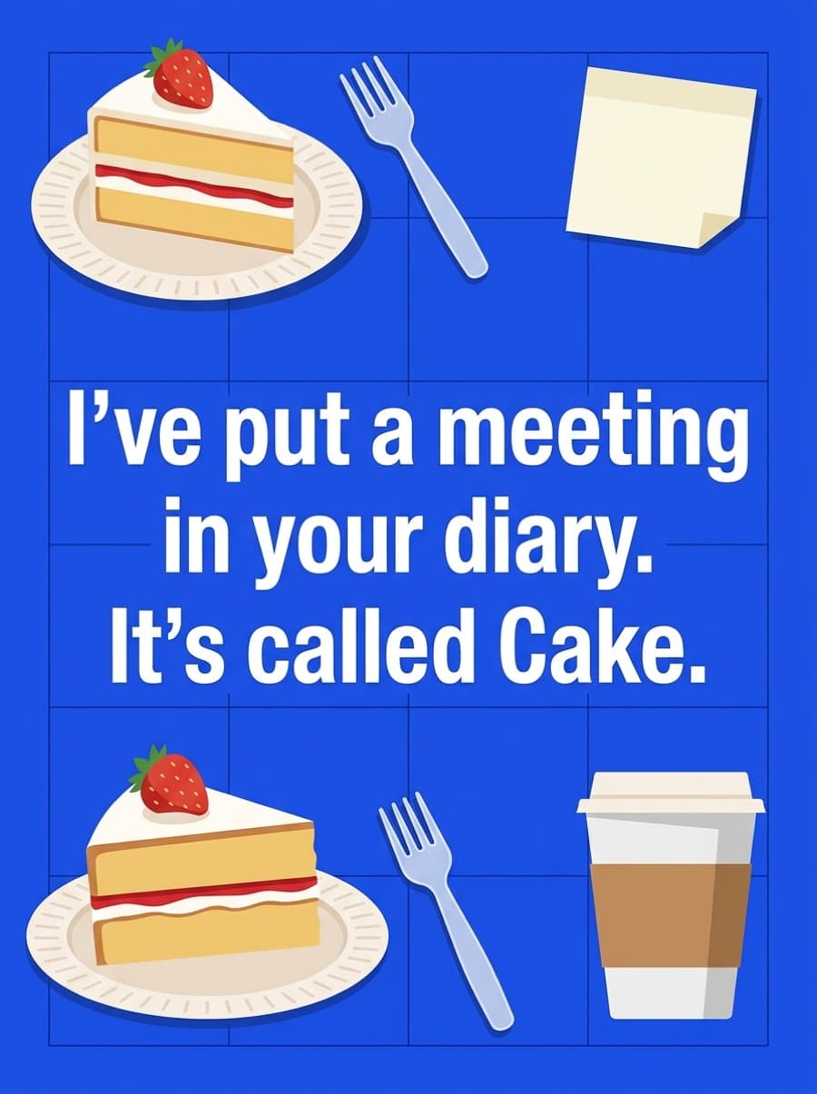 Meeting In Your Diary Called Cake Colleague Birthday Card: I've put a meeting in your diary. It's called Cake.
