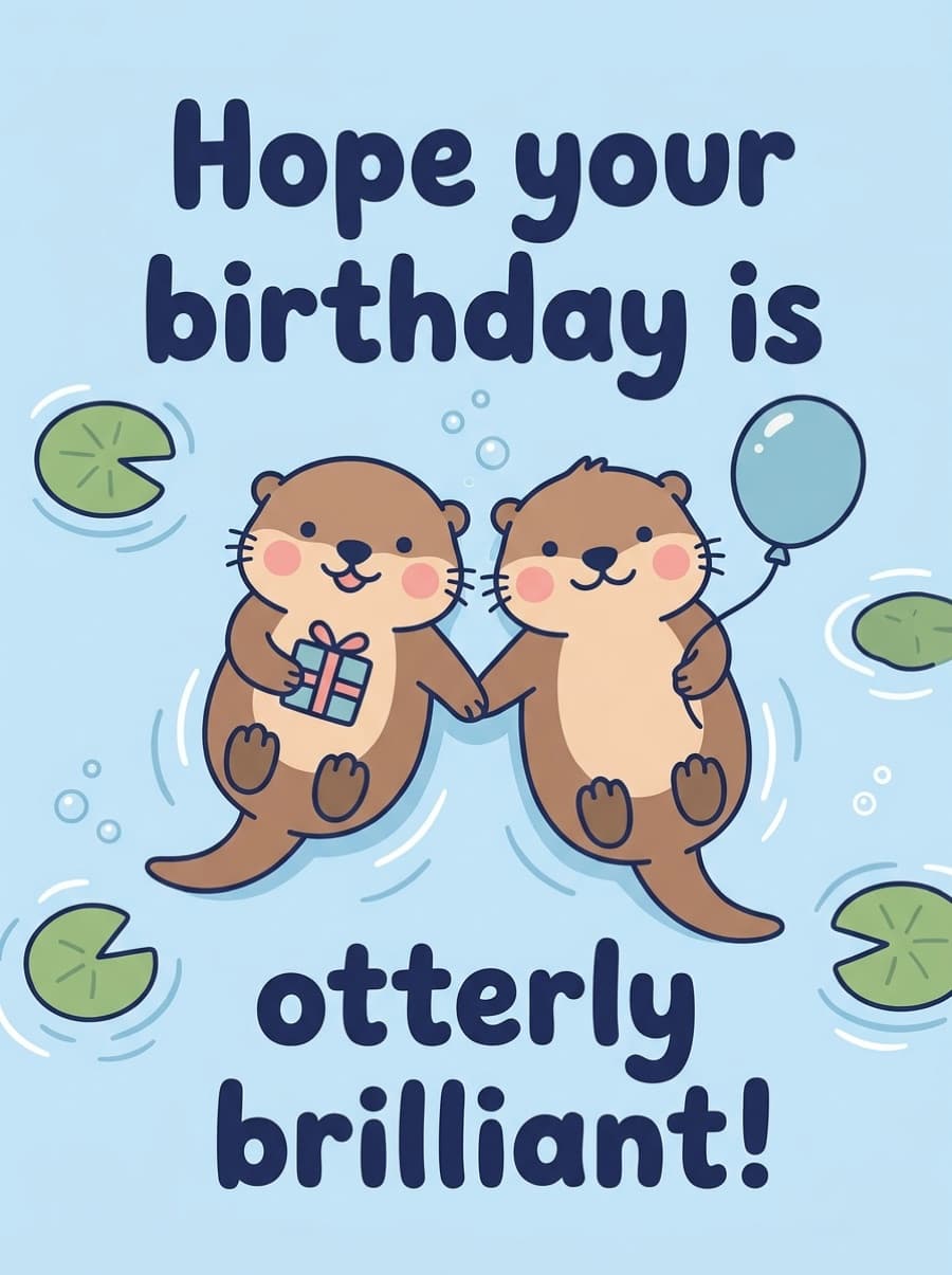 Otterly Brilliant Otters Birthday Card: Hope your birthday is otterly brilliant!