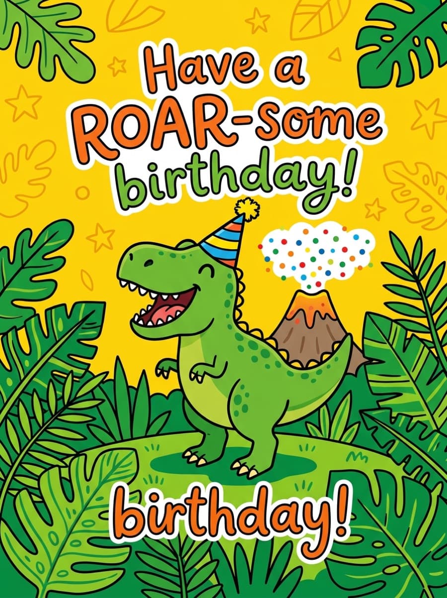 Have A Roar-some Birthday Dinosaur Birthday Card: Have a ROAR-some birthday!