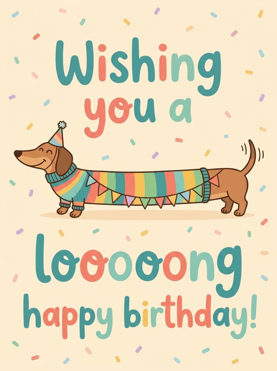 Looooong Happy Birthday Sausage Dog Birthday Card: Wishing you a looooong happy birthday!