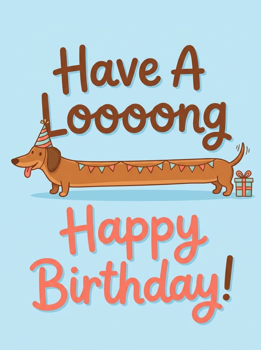 Sausage Dog Looooong Happy Birthday Card: Have A Looooong Happy Birthday!