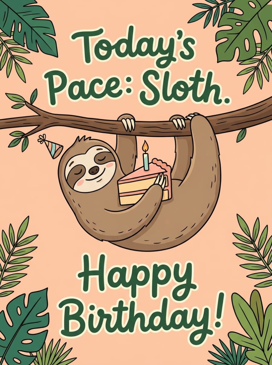 Today's Pace Sloth Birthday Card: Today's Pace: Sloth. Happy Birthday!