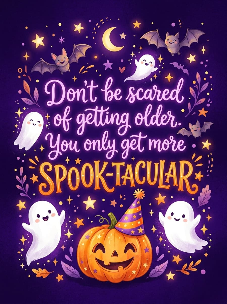 Older Boo Spook-tacular Birthday Card: Don't be scared of getting older. You only get more SPOOK-TACULAR