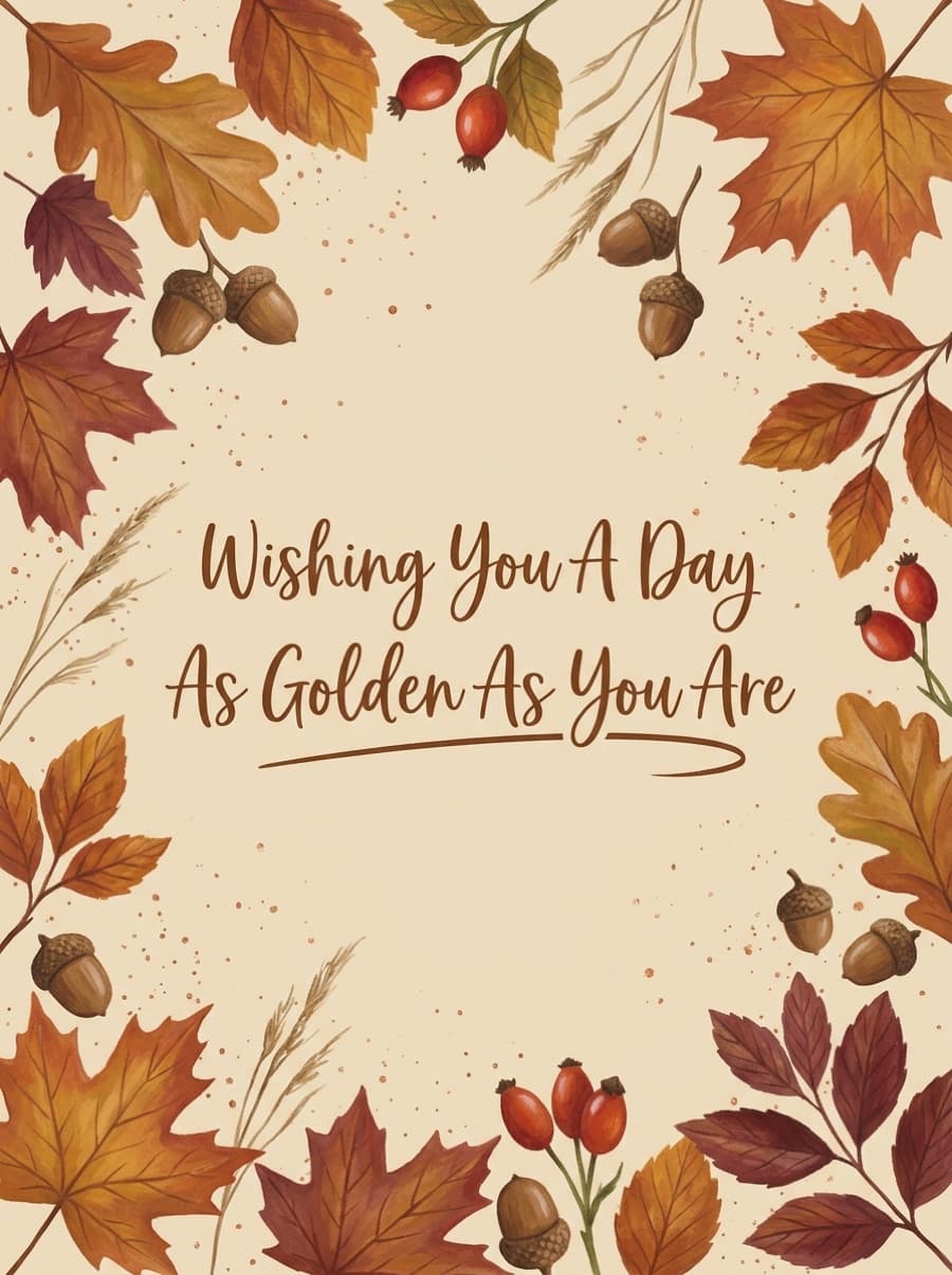 As Golden As You Are Autumn Leaves Birthday Card: Wishing You A Day As Golden As You Are