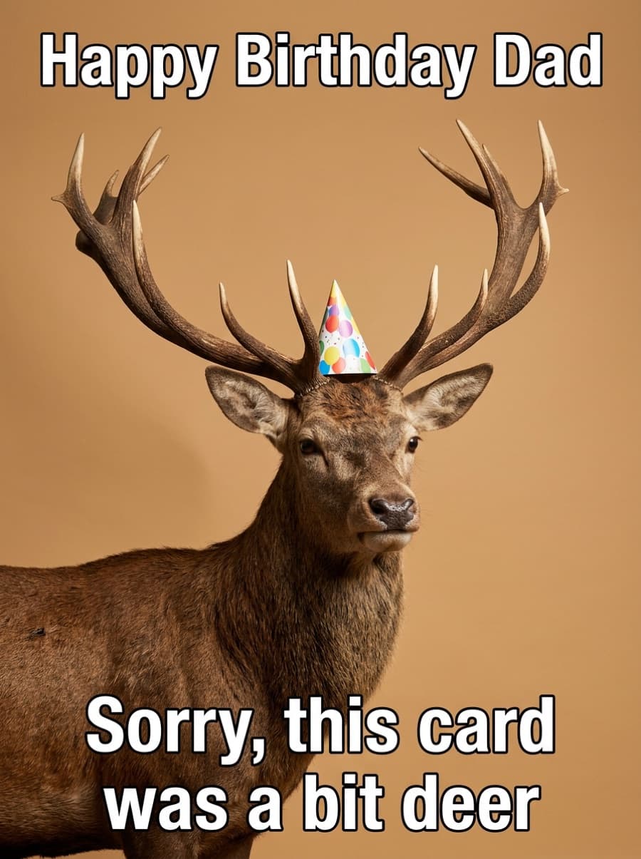 A Bit Deer Dad Birthday Card: Happy Birthday Dad Sorry, this card was a bit deer