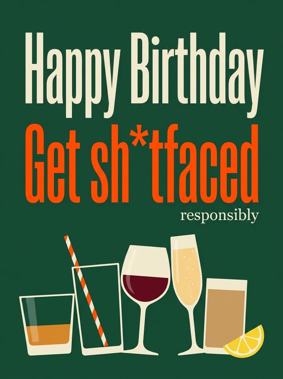 Get Sh*tfaced Responsibly Birthday Card: Happy Birthday Get sh*tfaced responsibly