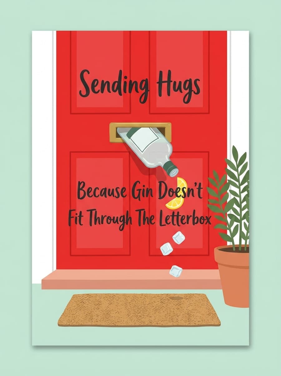 Gin Doesn't Fit Through The Letterbox Birthday Card: Sending Hugs Because Gin Doesn't Fit Through The Letterbox