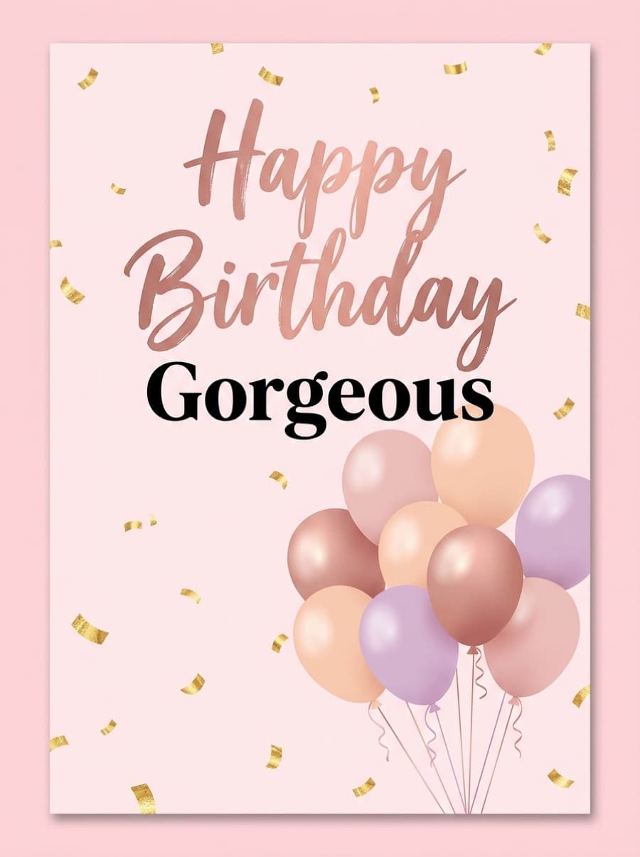 Gorgeous Pastel Balloons Birthday Card: Happy Birthday Gorgeous