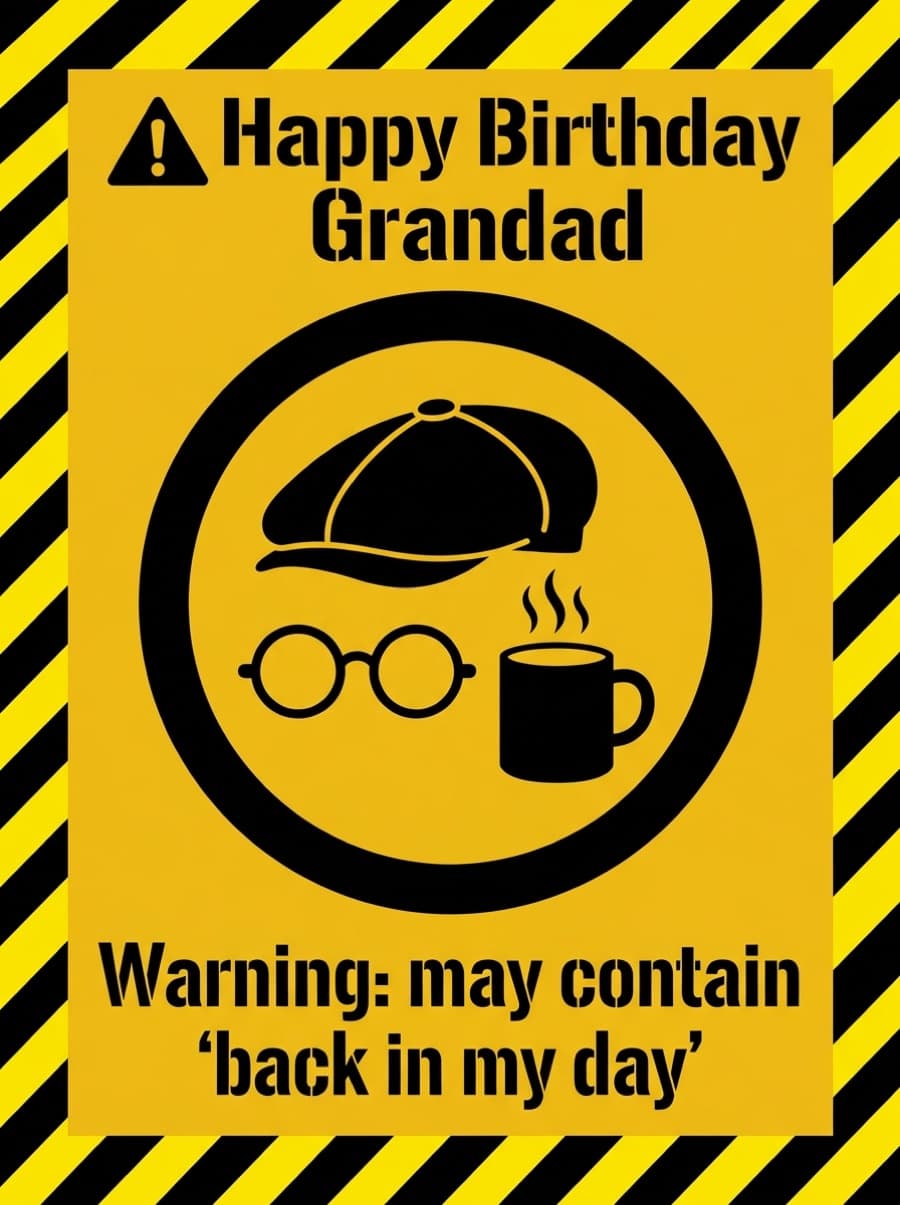 Back In My Day Grandad Birthday Card: Happy Birthday Grandad Warning: may contain 'back in my day'
