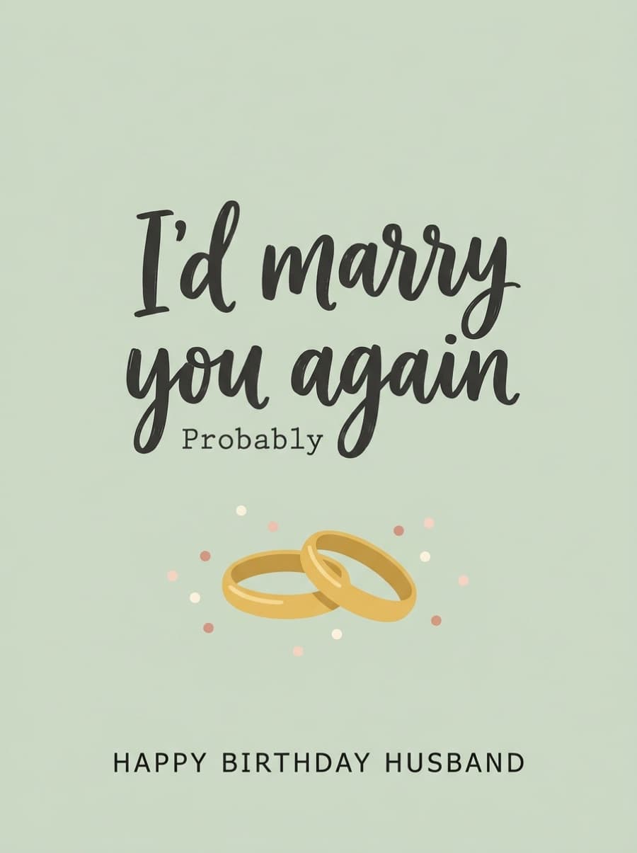 I'd Marry You Again Probably Husband Birthday Card: I'd marry you again Probably Happy Birthday Husband