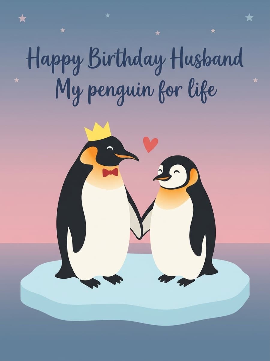 My Penguin For Life Husband Birthday Card: Happy Birthday Husband My penguin for life