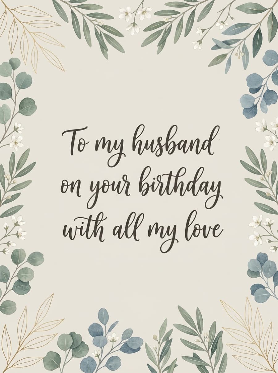 With All My Love Husband Birthday Card: To my husband on your birthday with all my love