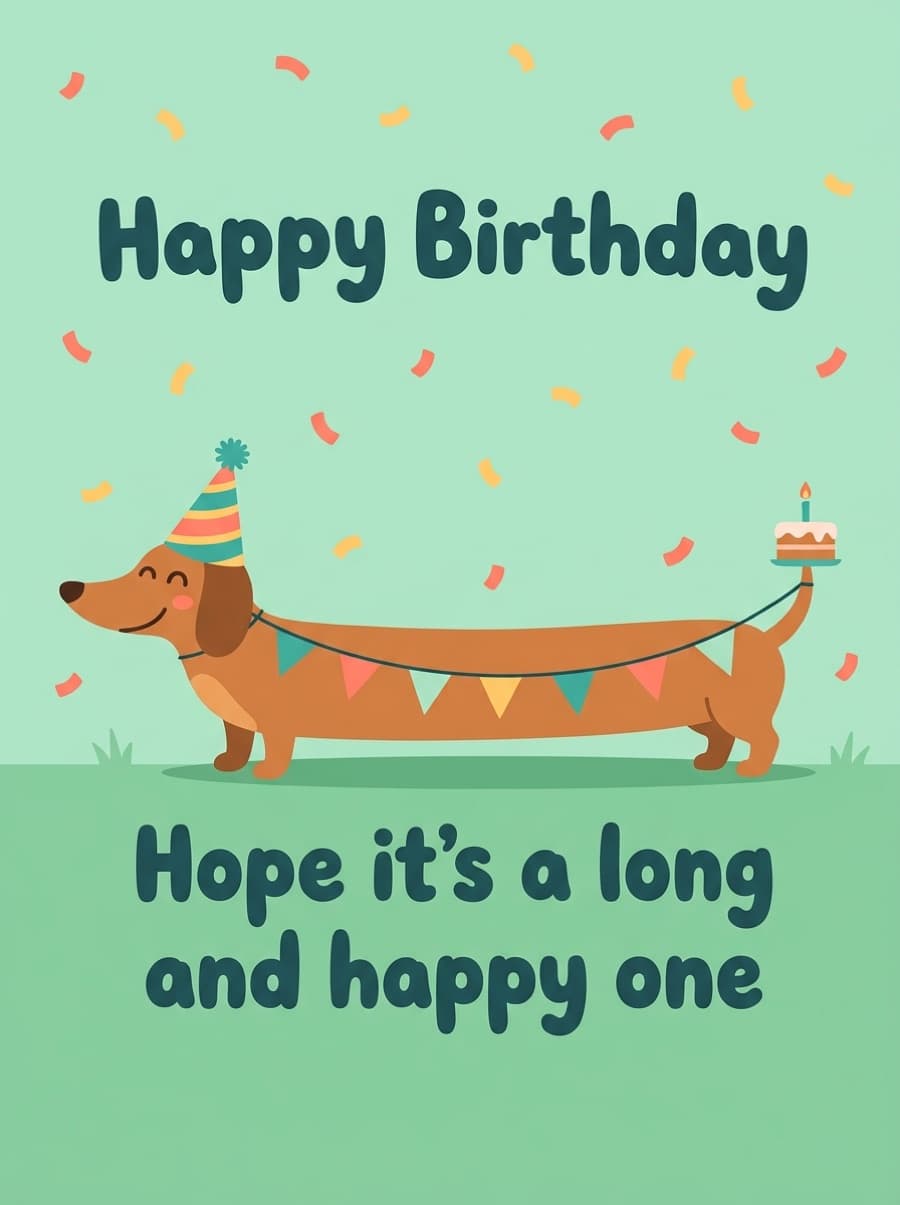 Long Sausage Dog Birthday Card: Happy Birthday Hope it's a long and happy one