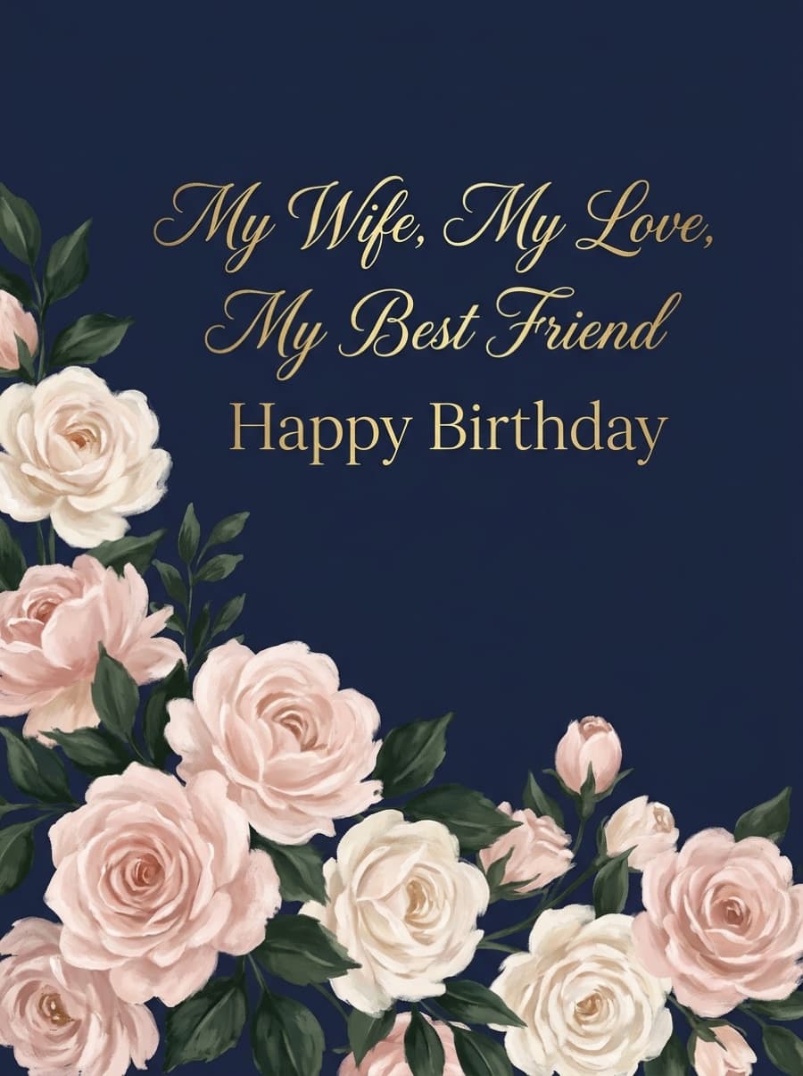 My Wife My Love Roses Birthday Card: My Wife, My Love, My Best Friend Happy Birthday