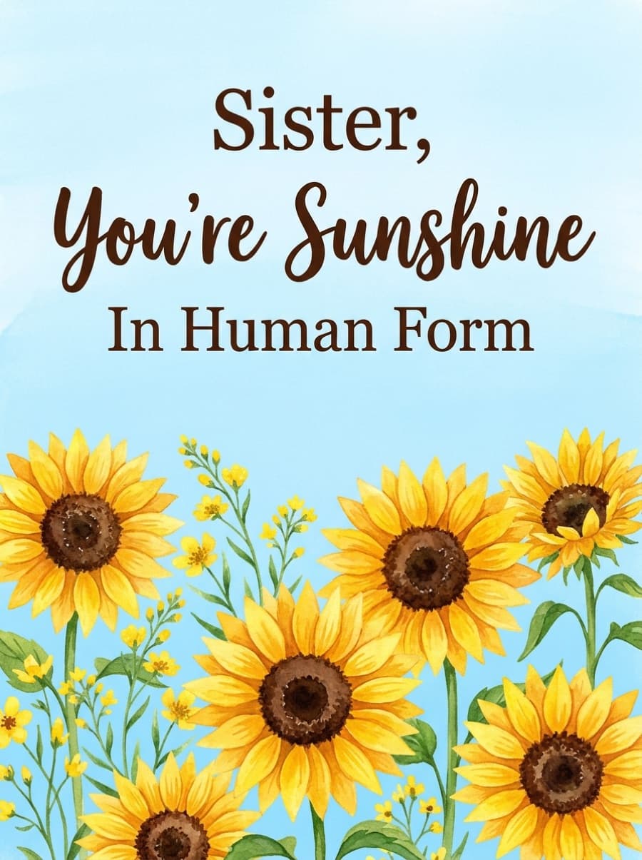 Sister Sunshine In Human Form Birthday Card: Sister, You're Sunshine In Human Form