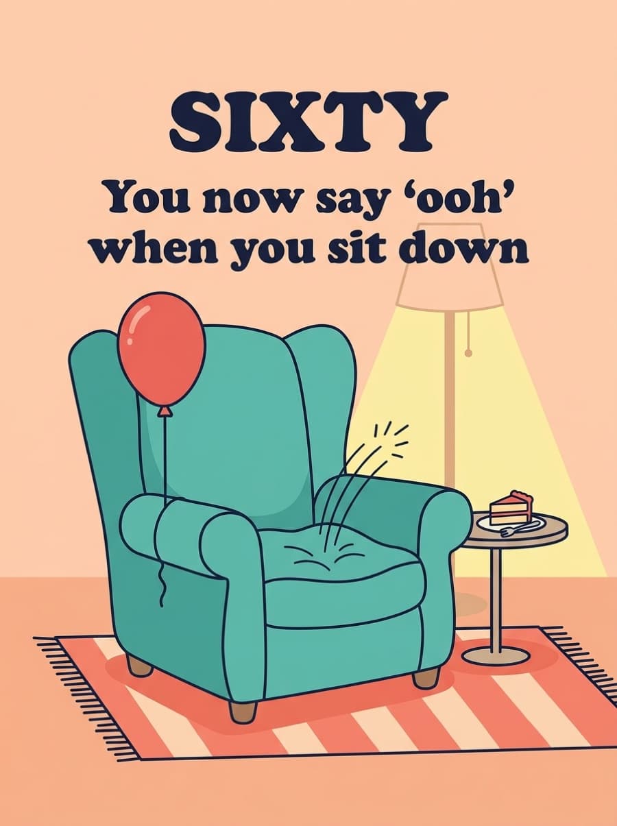 Ooh When You Sit Down 60th Birthday Card: SIXTY You now say 'ooh' when you sit down
