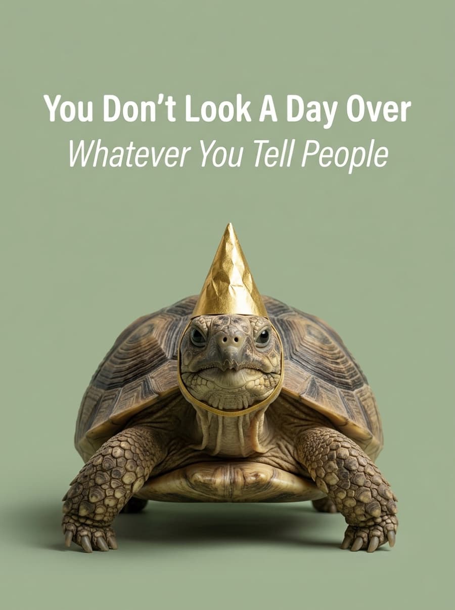 Tortoise Whatever You Tell People Birthday Card: You Don't Look A Day Over Whatever You Tell People