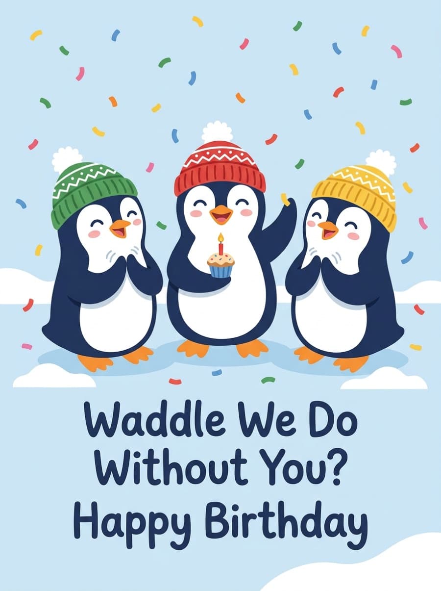 Waddle We Do Without You Penguin Birthday Card: Waddle We Do Without You? Happy Birthday