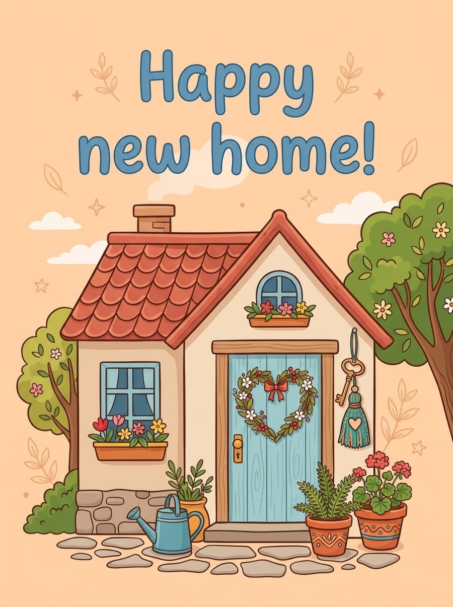 New Home Happy New Keys Congratulations Card: Happy new home!
