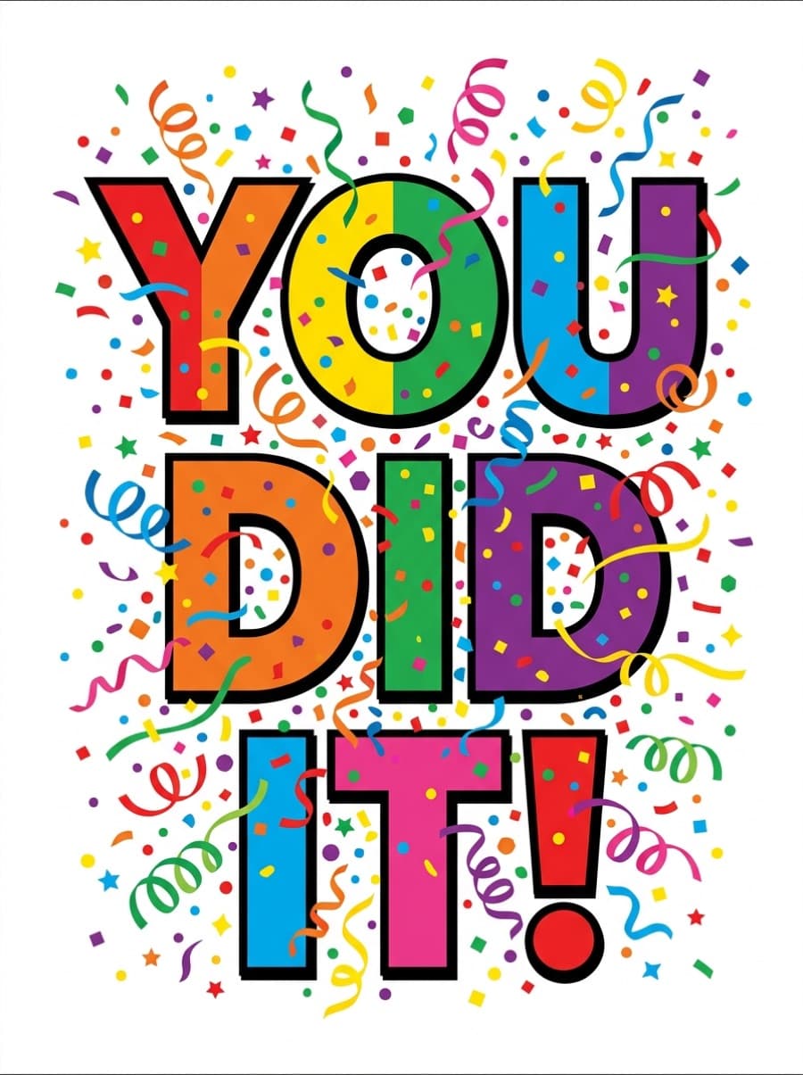 You Did It Confetti Congratulations Card: YOU DID IT!