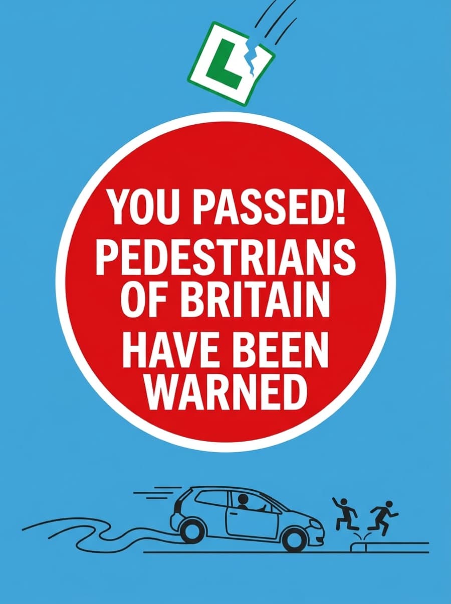 Funny Pedestrians Warned Passed Driving Test Card: YOU PASSED! PEDESTRIANS OF BRITAIN HAVE BEEN WARNED