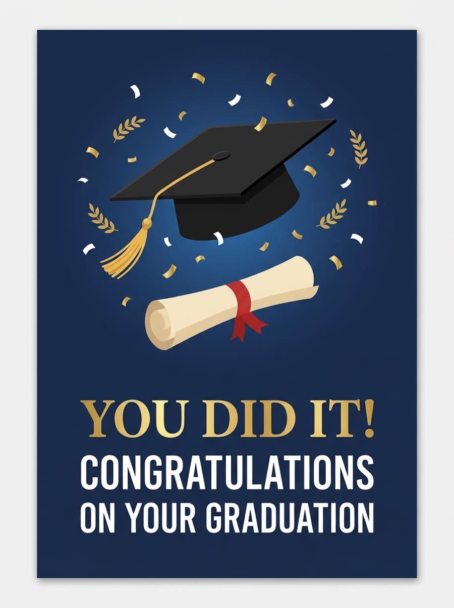 Classic Mortarboard You Did It Graduation Card: YOU DID IT! CONGRATULATIONS ON YOUR GRADUATION
