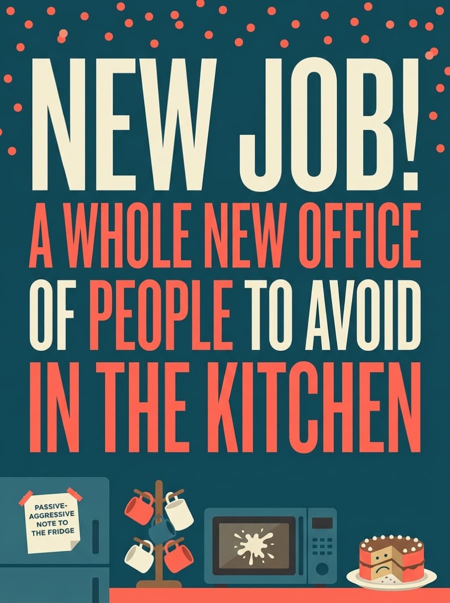 Funny Office Kitchen New Job Card: NEW JOB! A WHOLE NEW OFFICE OF PEOPLE TO AVOID IN THE KITCHEN