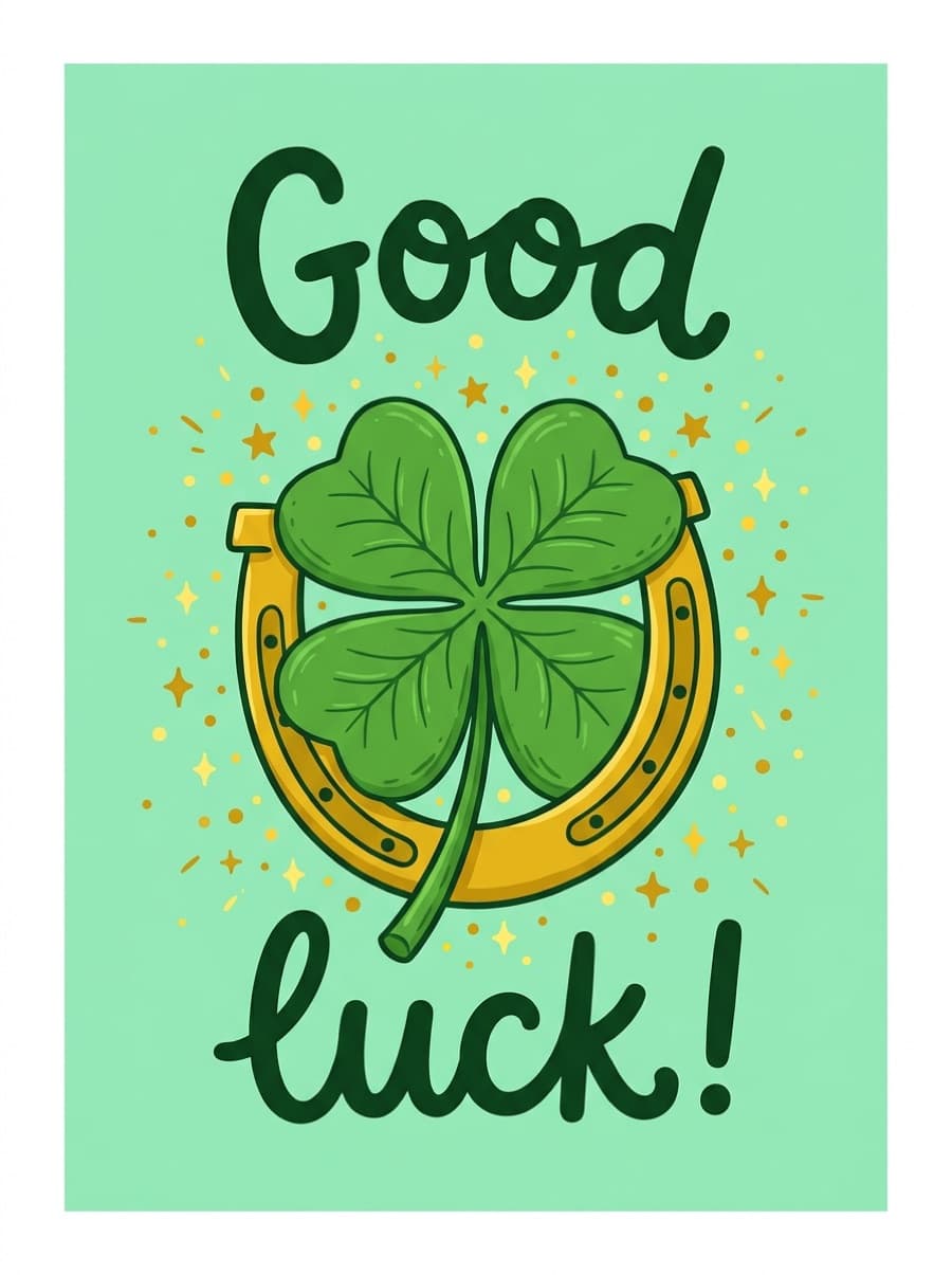 Good Luck Four Leaf Clover Card: Good luck!