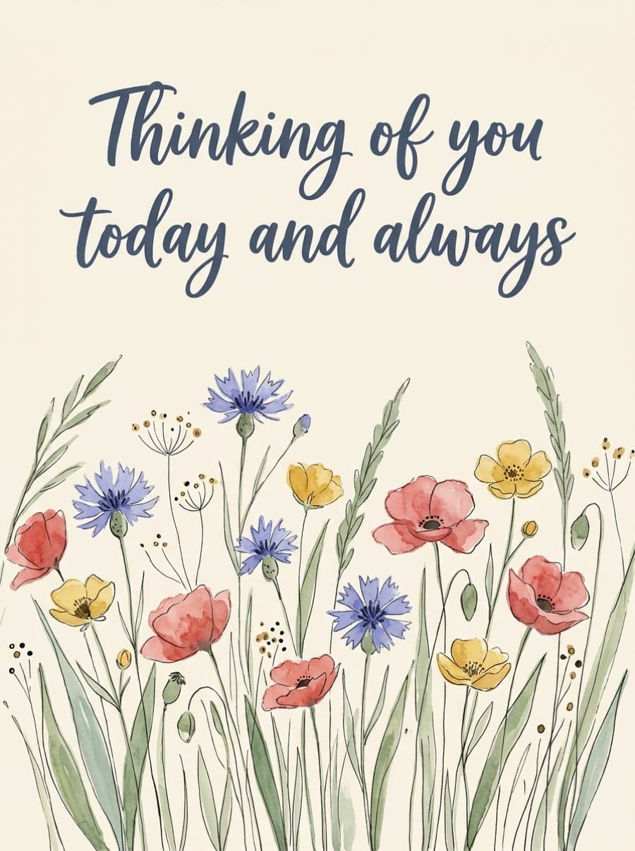 Wildflower Meadow Thinking Of You Card: Thinking of you today and always
