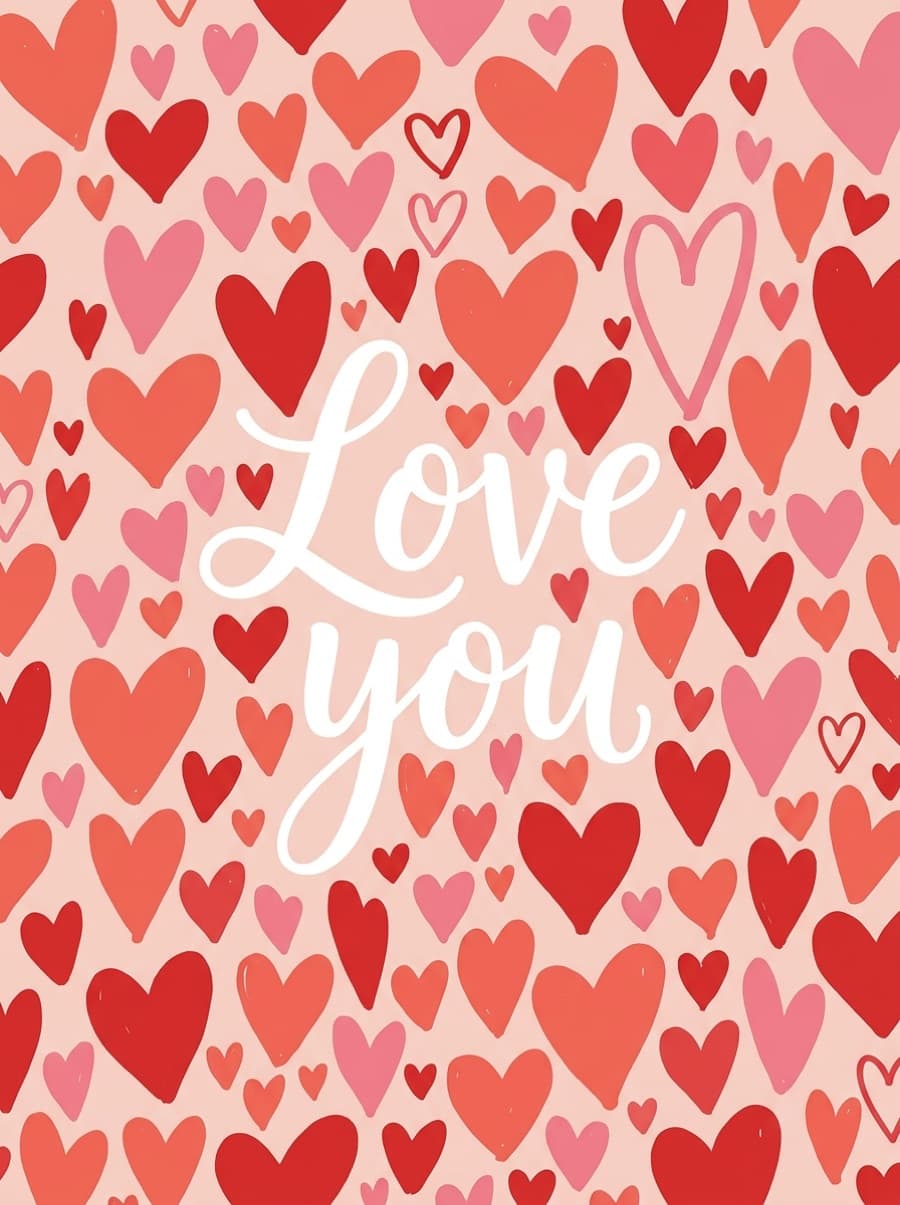 Hearts Pattern Love You Card: Love you