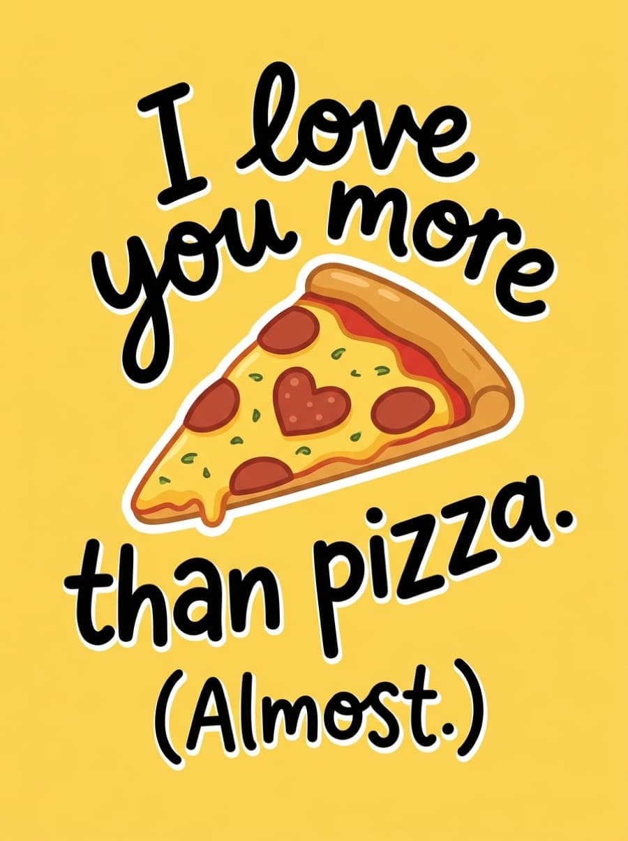 Love You More Than Pizza Card: I love you more than pizza. (Almost.)