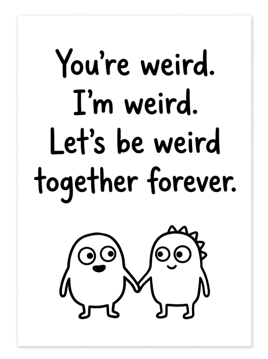 Weird Together Love Card: You're weird. I'm weird. Let's be weird together forever.