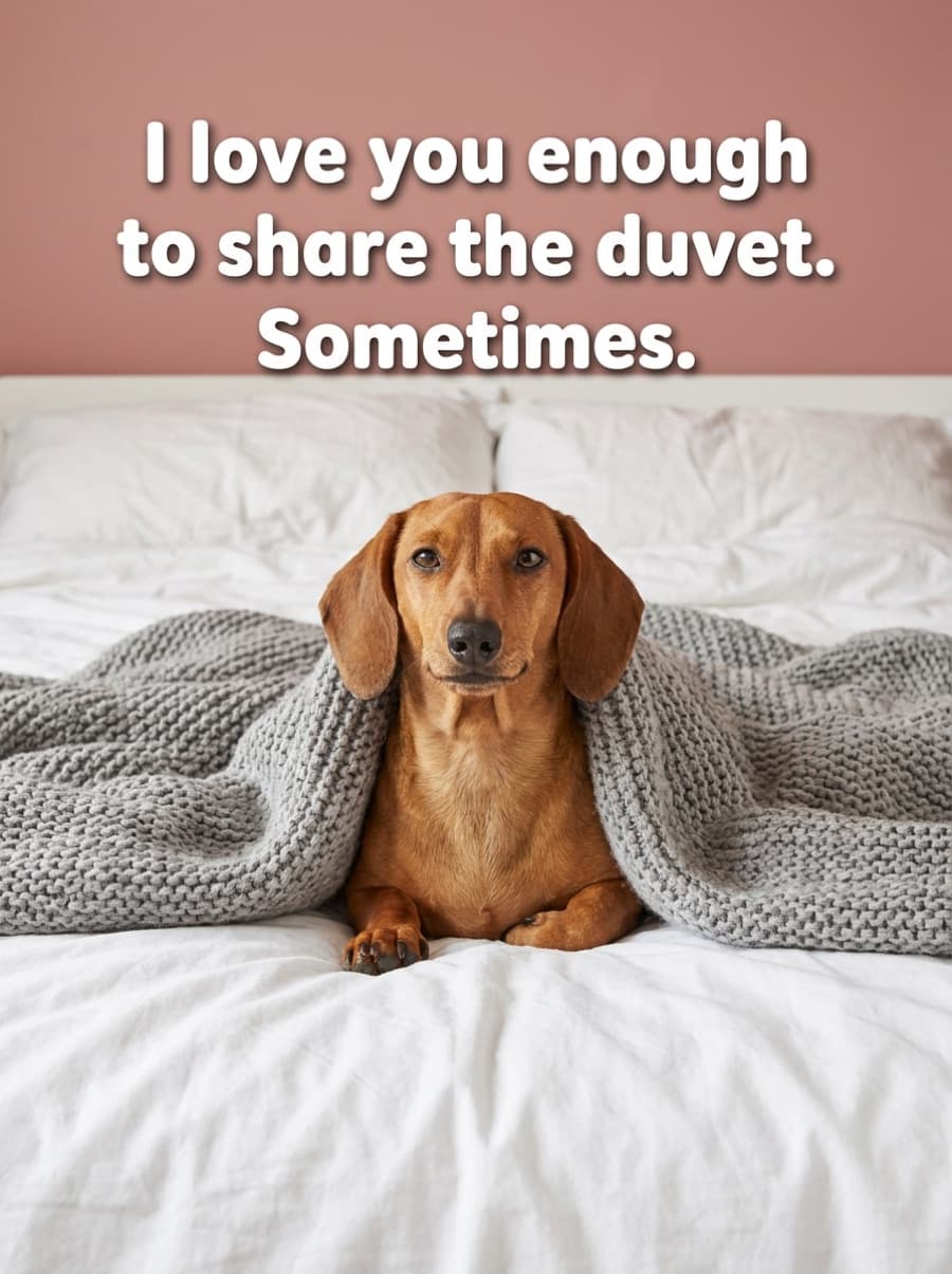 Share The Duvet Funny Love Card: I love you enough to share the duvet. Sometimes.