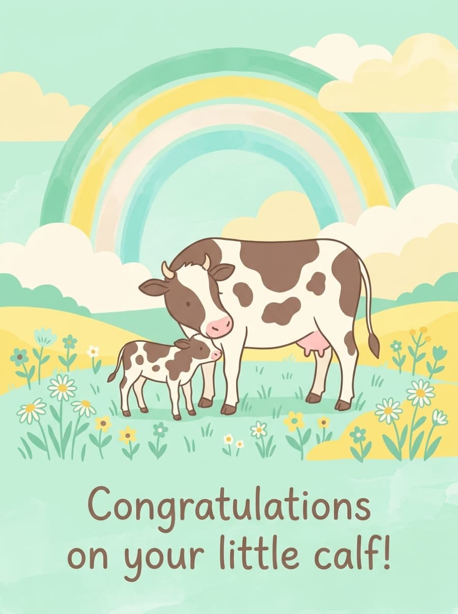 Moo-ving Congratulations New Baby Cow Card: Congratulations on your little calf!