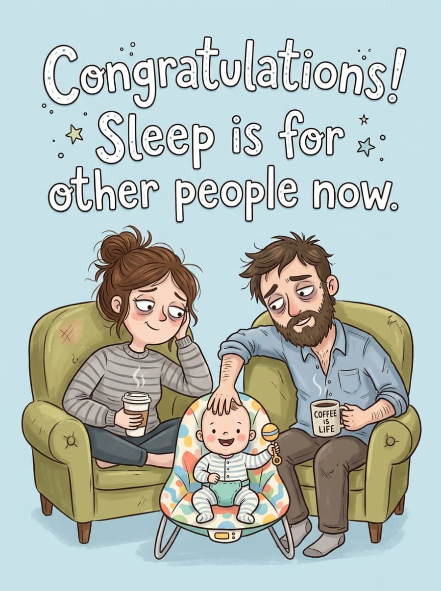 Sleep Is For Other People New Baby Card: Congratulations! Sleep is for other people now.