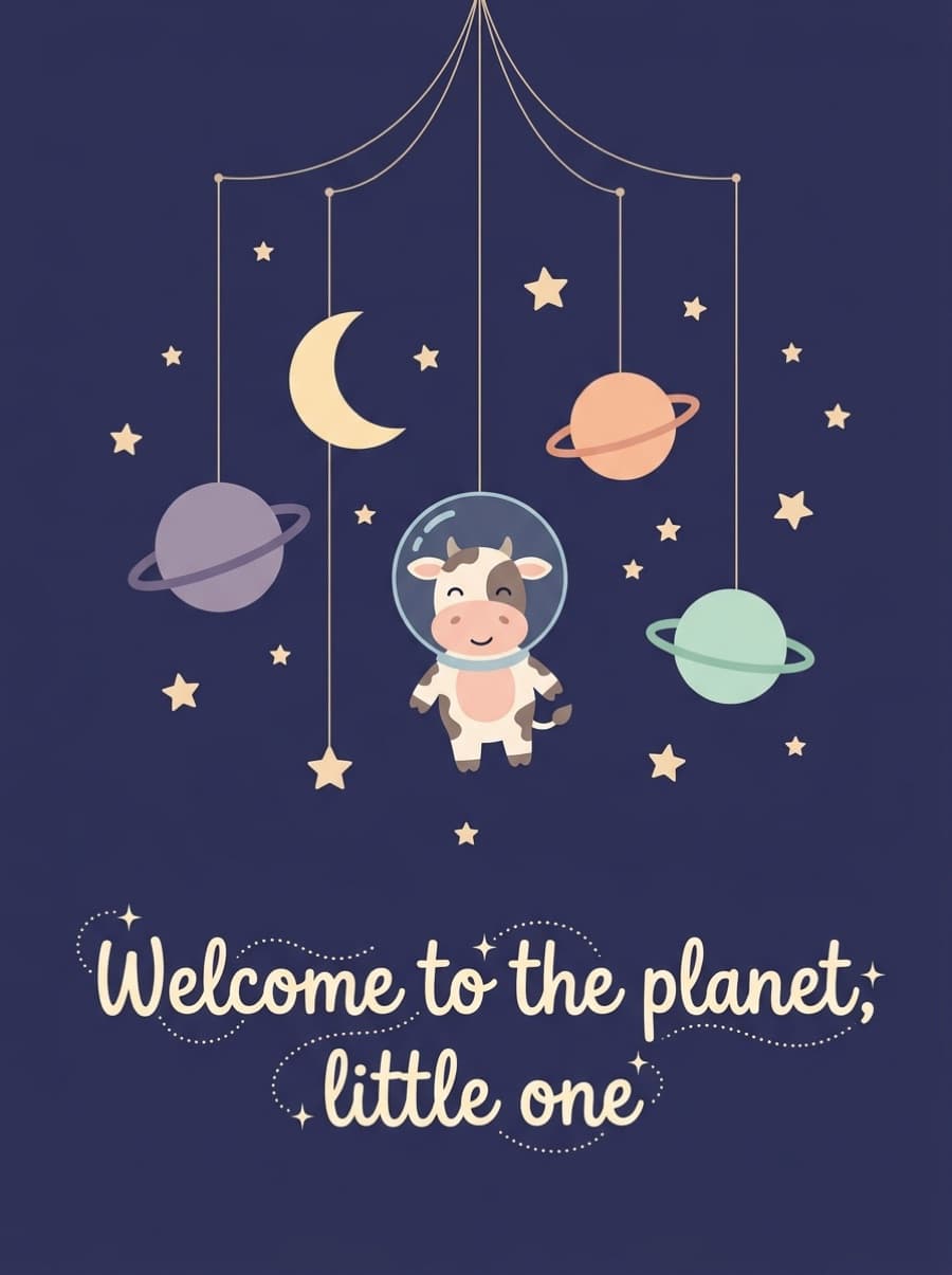 Welcome To The Planet New Baby Card: Welcome to the planet, little one